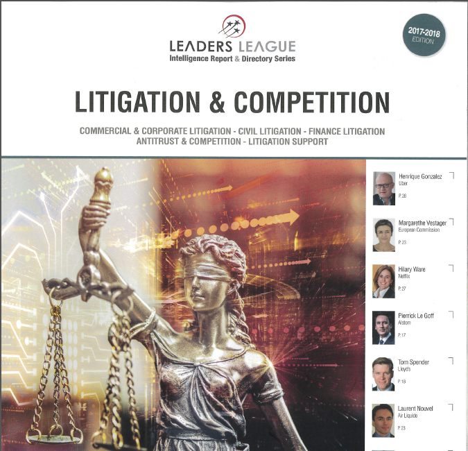 Leaders League Litigation & Competition 2017-2018: Classement des meilleurs cabinets français dans la catégorie « Industrial Risk & Insurance Litigation »