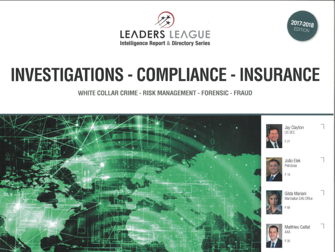Leaders League Investigations – Compliance – Insurance 2017-2018: Classement des meilleurs cabinets français dans la catégorie « Industrial Risk & Insurance Litigation »
